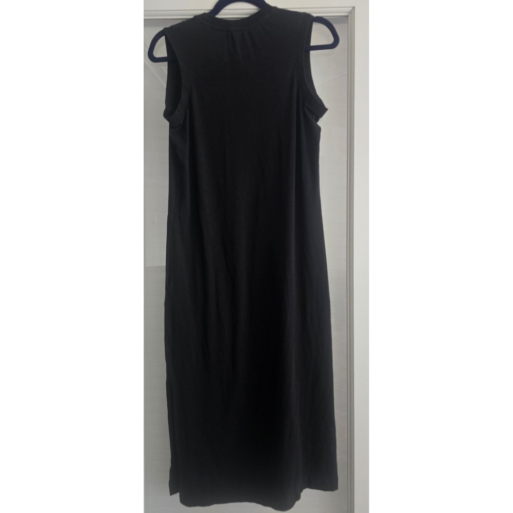 Tasc Performance Black Organic Cotton Bamboo Sleeveless Midi Dress Small Pockets - Picture 3 of 6